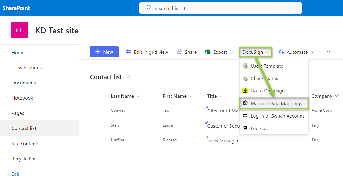 Prefill Docusign Envelopes from a SharePoint List, Step 3: Create a ...