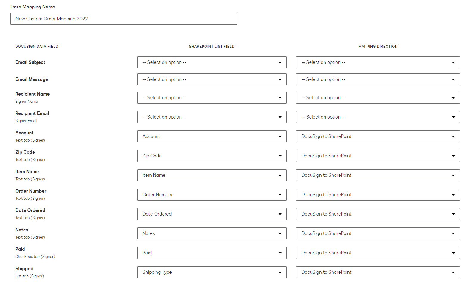 Prefill DocuSign Envelopes from a SharePoint List, Step 3: Create a ...