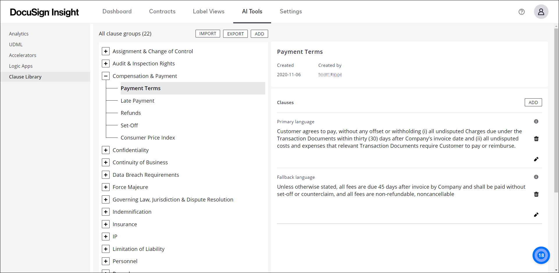 Clause Library Overview and Management