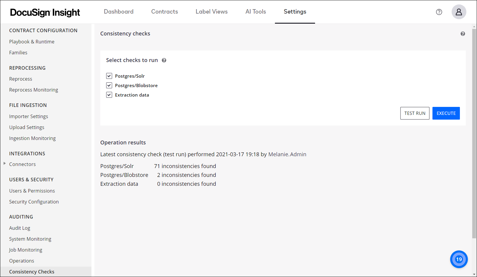 Perform Checks to Verify Data Consistency within the Insight Platform