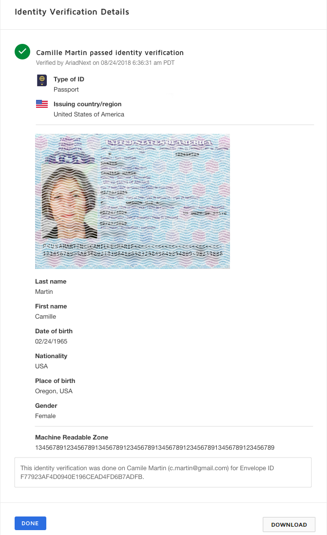 Access ID Evidence Information