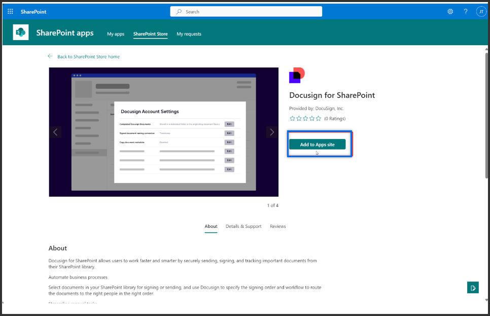 Manual Update of Docusign for SharePoint at Tenant Level