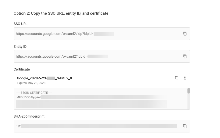 Configure Identity Provider Settings for Google