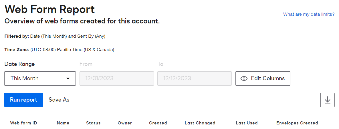 Web Form Report