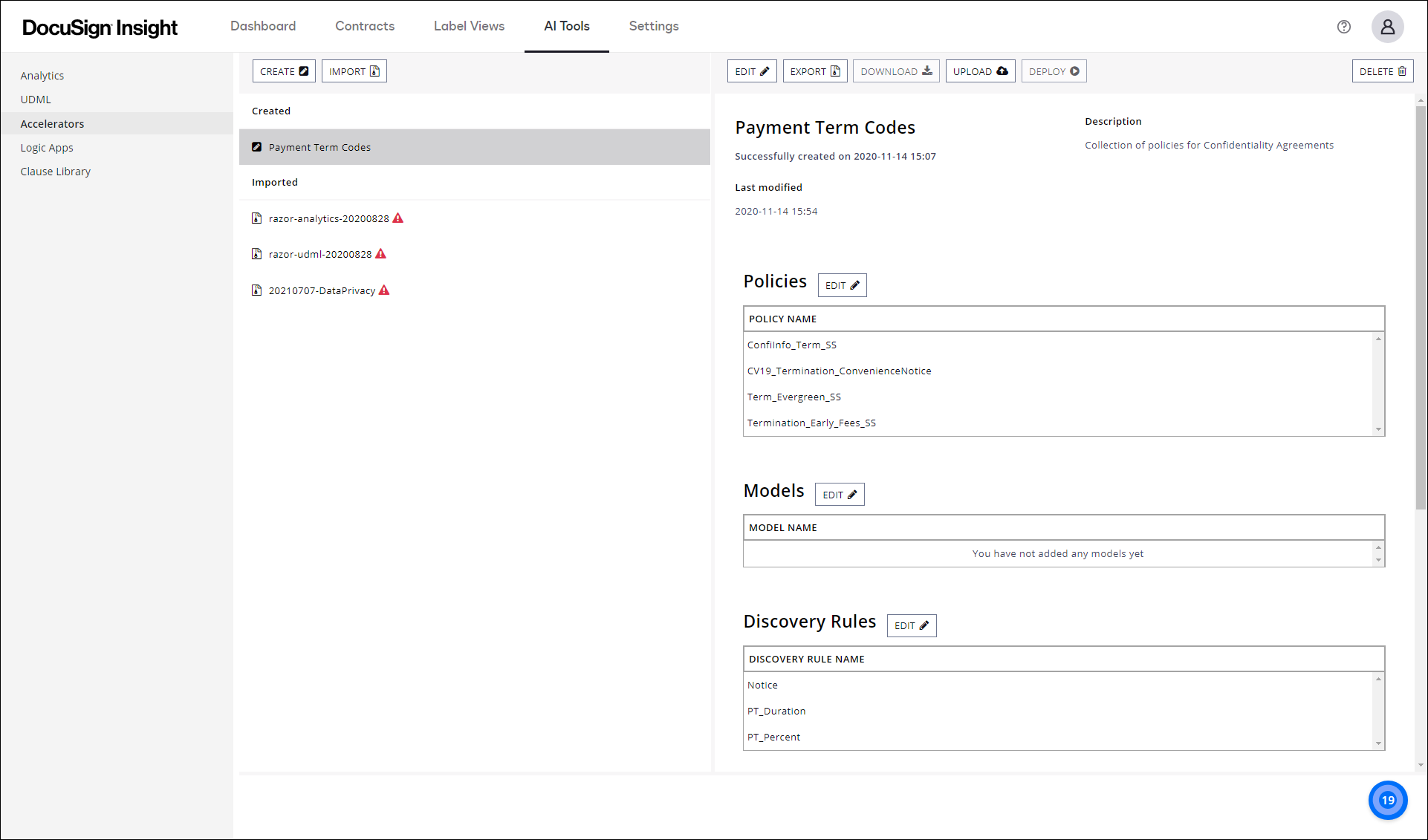 Configure and Manage Accelerators within the DocuSign Insight UI