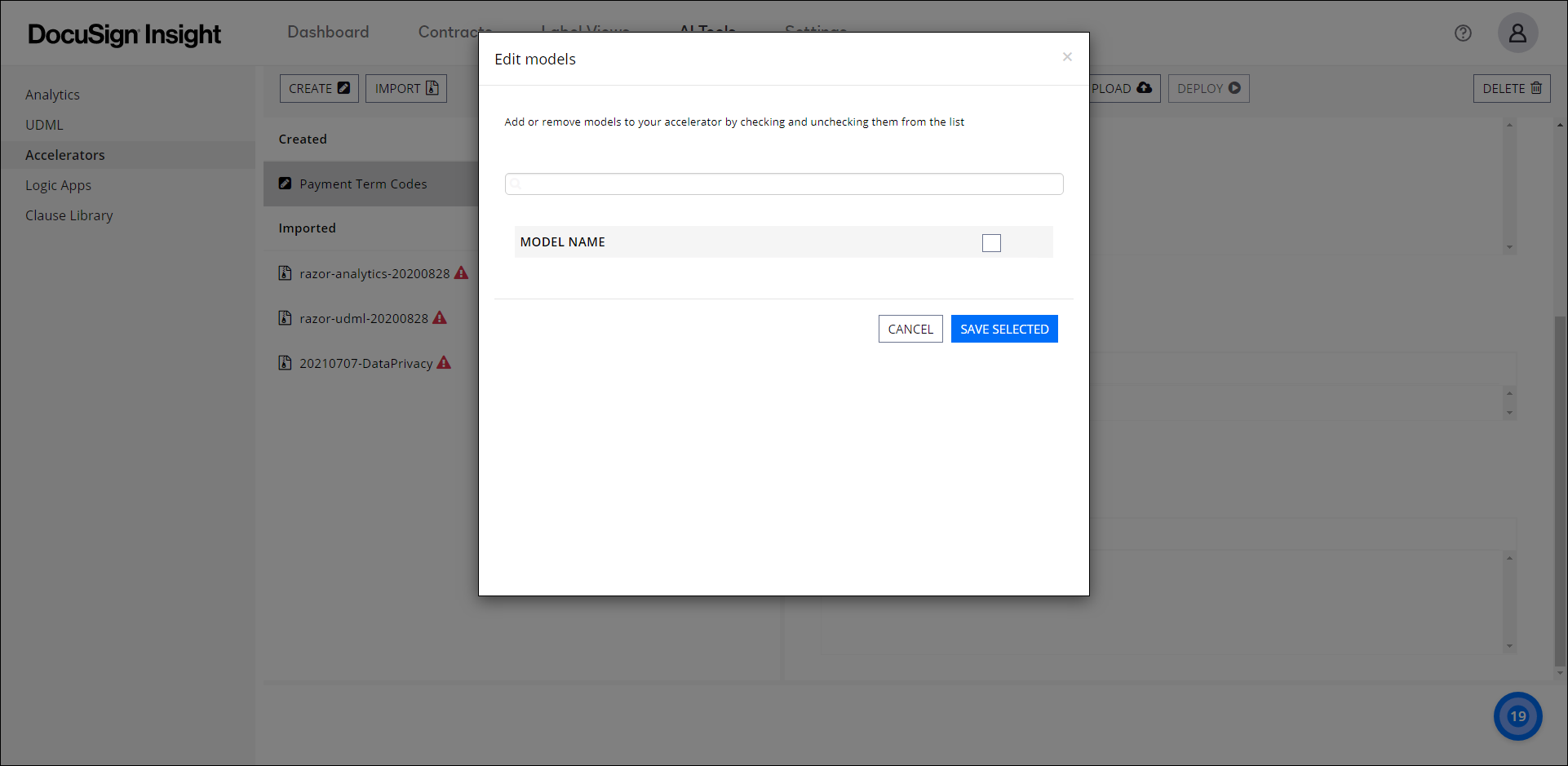 Accelerators Ui Configure and Manage Accelerators within the DocuSign Insight UI