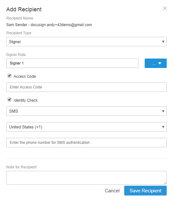 Required Recipient's Add and Edit Recipients