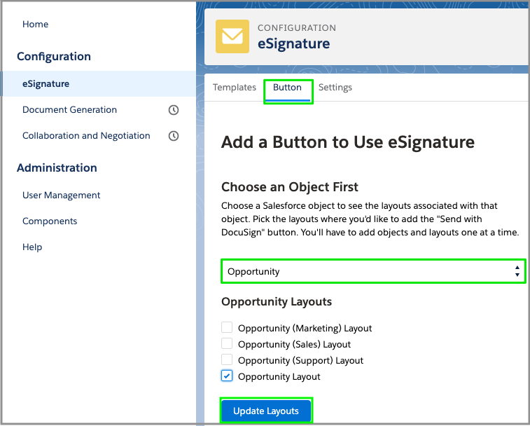 Docusign Next Button Add a Standard Send with Docusign Button to a Salesforce Layout