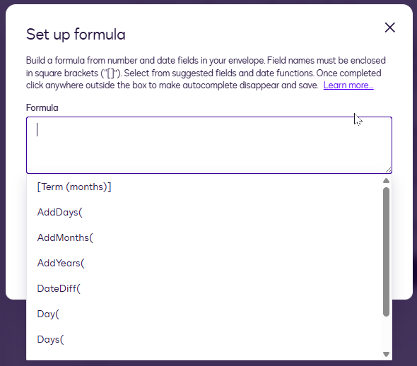 Setup Formula Add a Formula Field to a Document