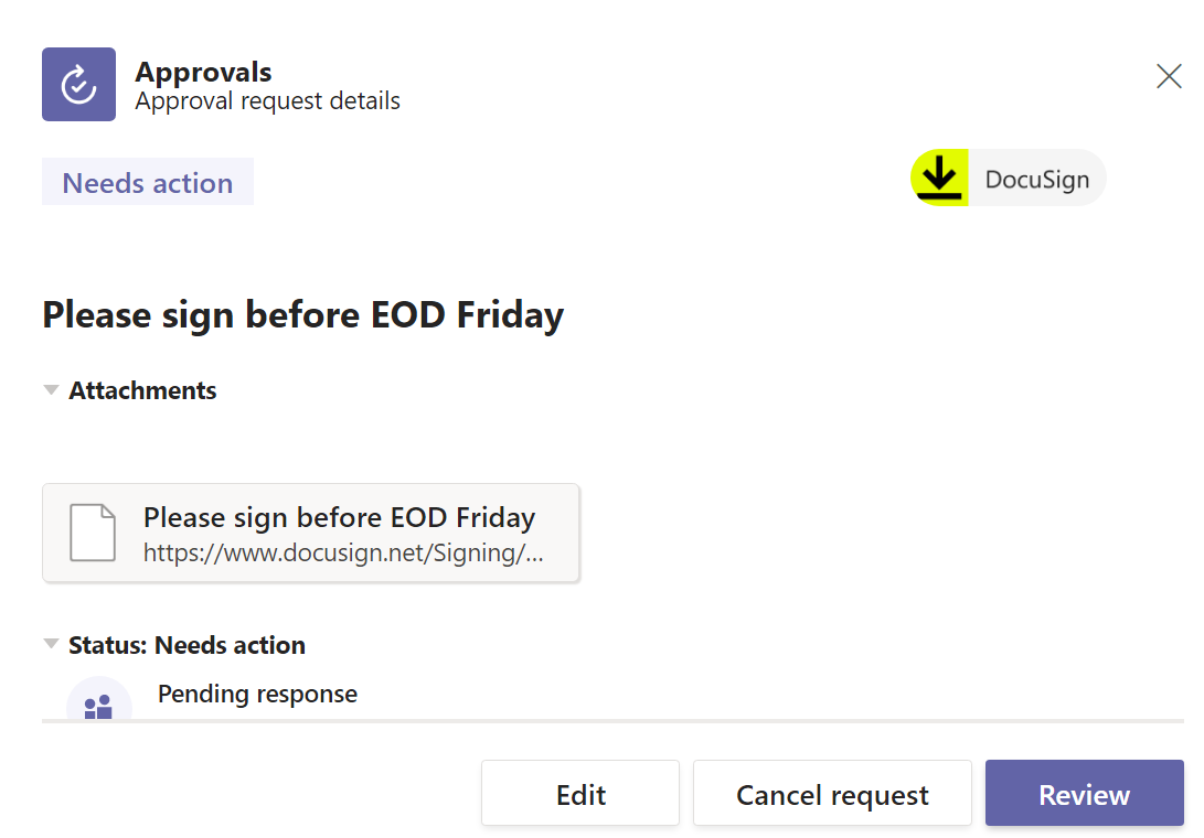 Approve a Request with Docusign for Microsoft Approvals