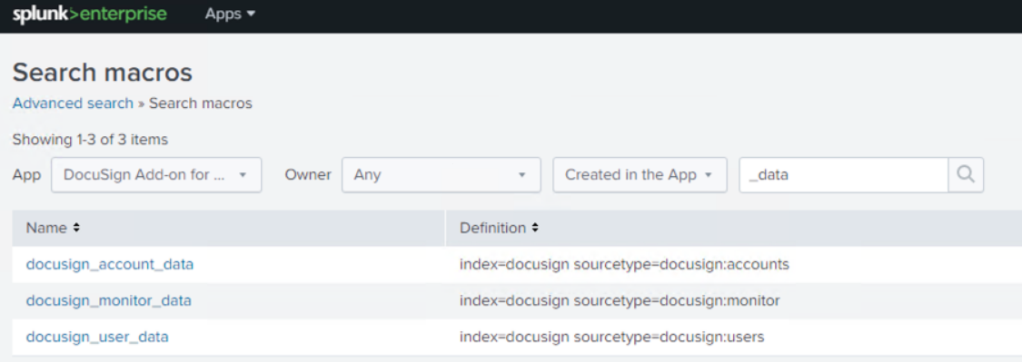 Configure Monitor Data Search Macros