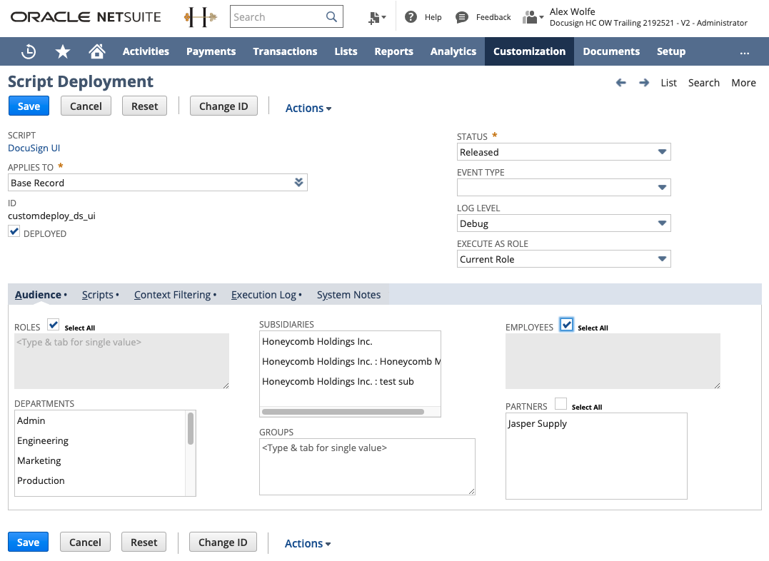 Assign Users to Docusign for NetSuite