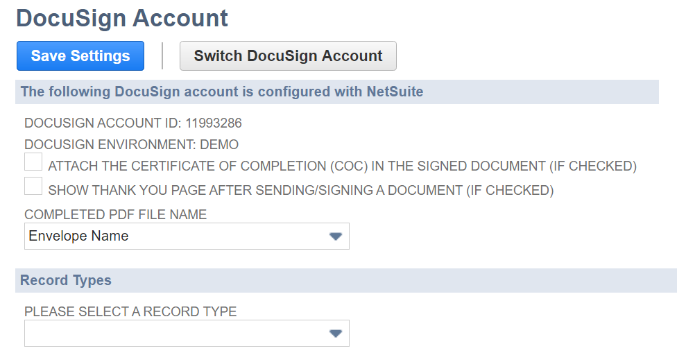 Set Up DocuSign for NetSuite