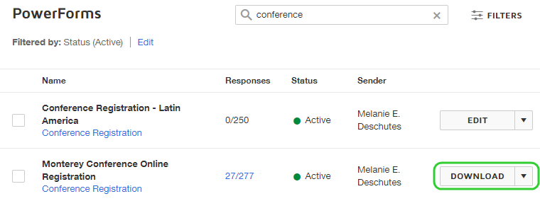Download Response Data From PowerForm Envelopes