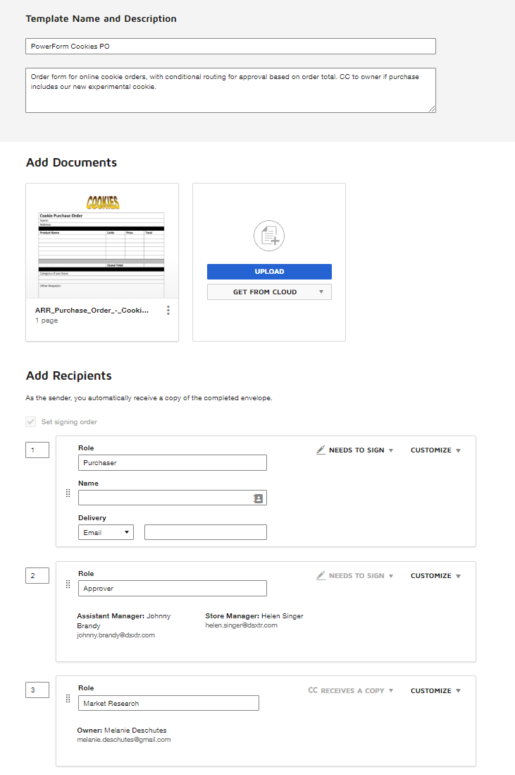 Conditional routing and powerforms