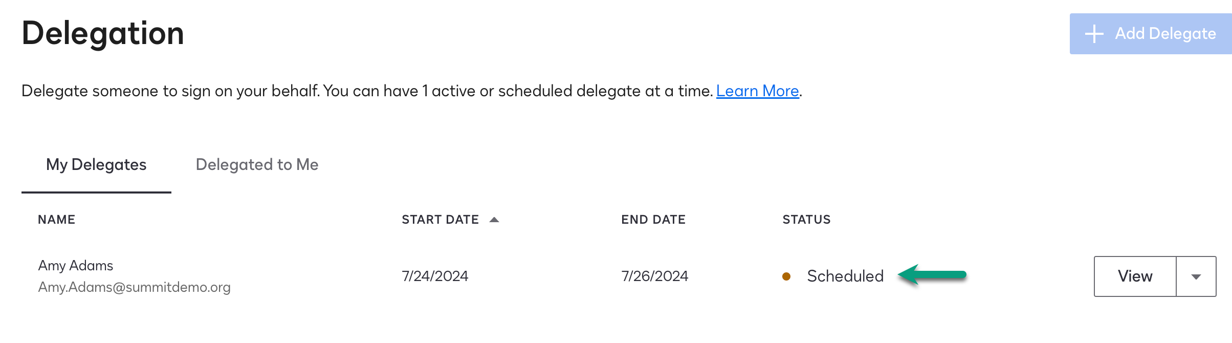 Add a Delegate To Sign on Your Behalf