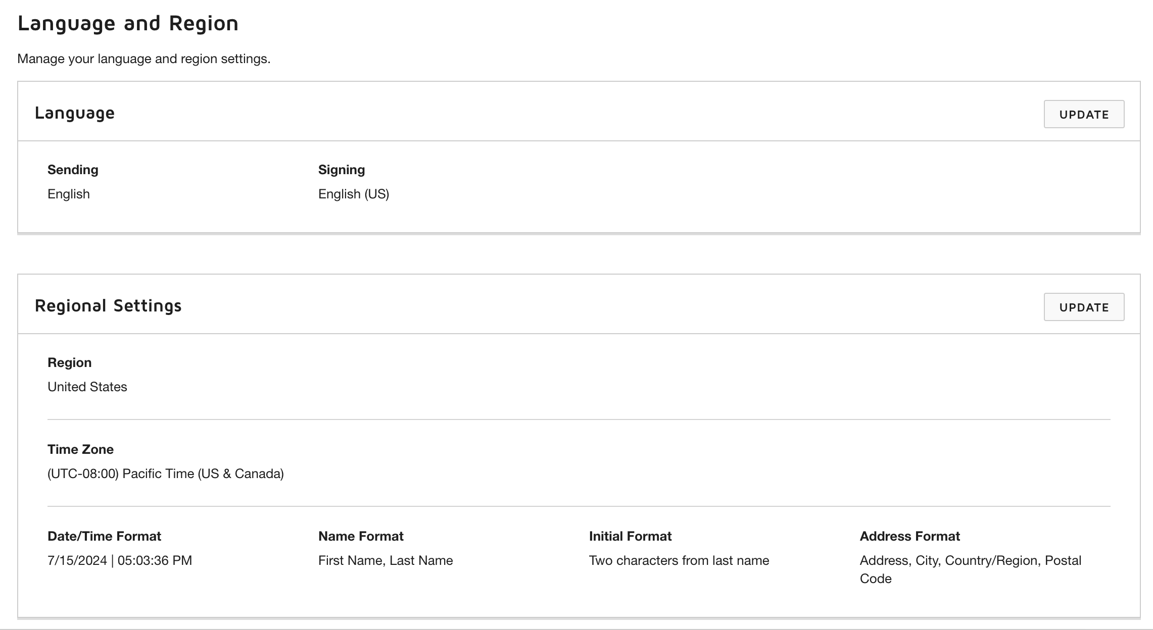 Update Your Regional Settings in My Profile