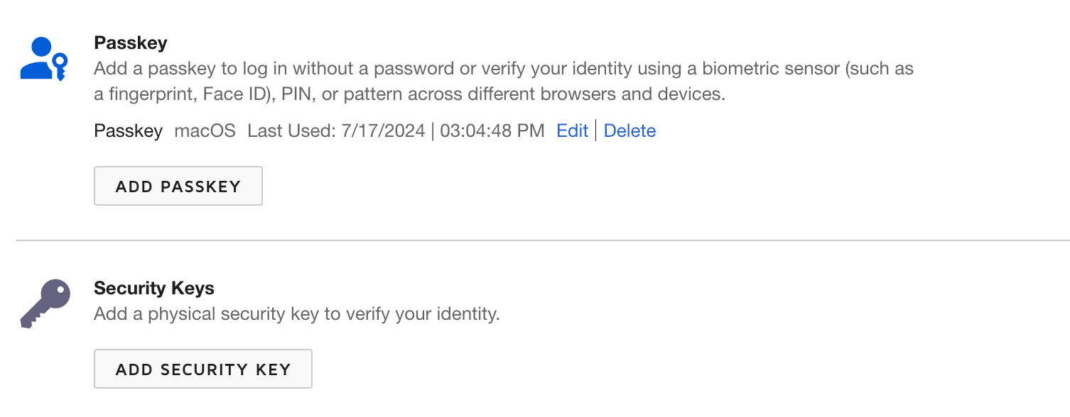 Register a Passkey or Security Key for Two-Step Verification