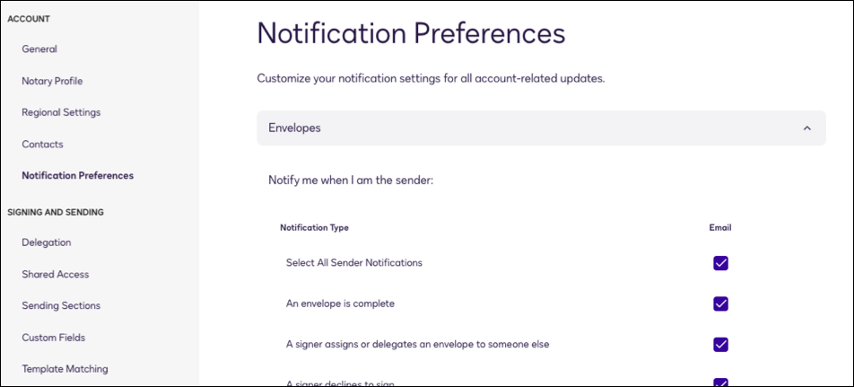 Manage Notification Preferences