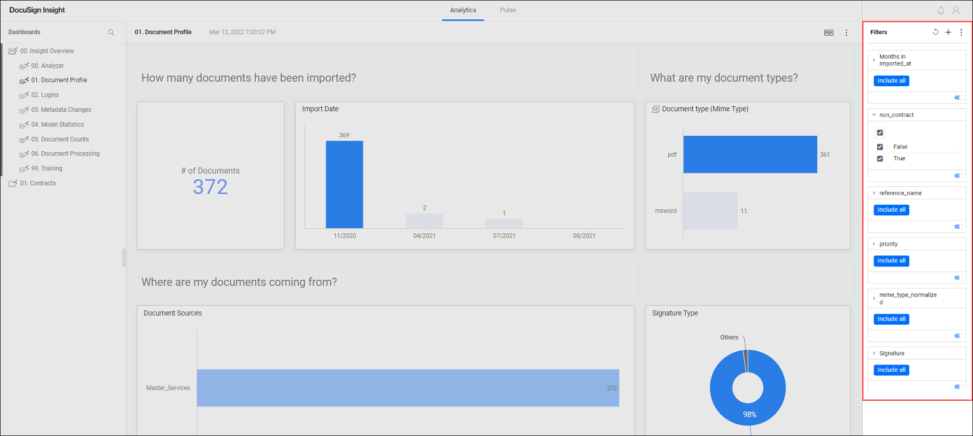 The Filters Panel and Filter Options