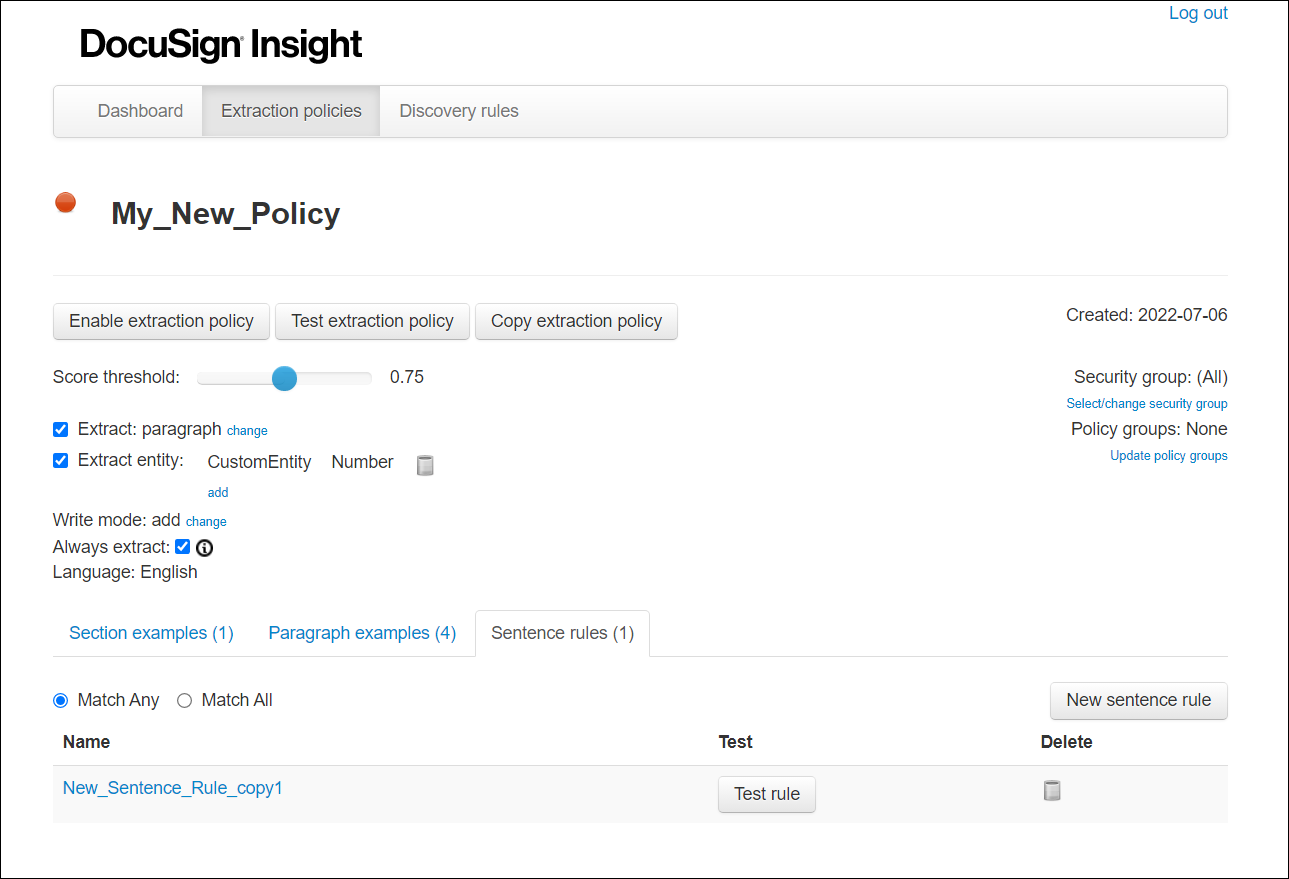 Use the 'Copy Extraction Policy' Feature to Create a new Extraction Policy