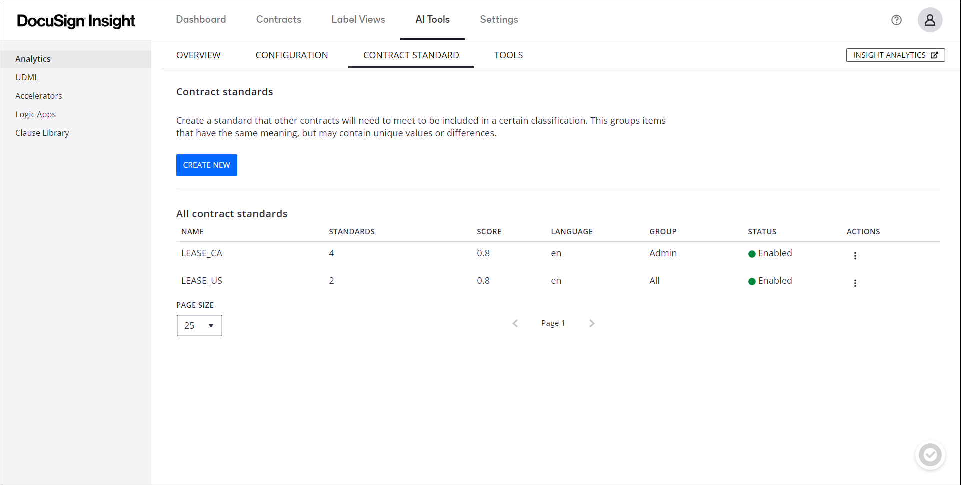 Test Contract Standards to View Matching Results