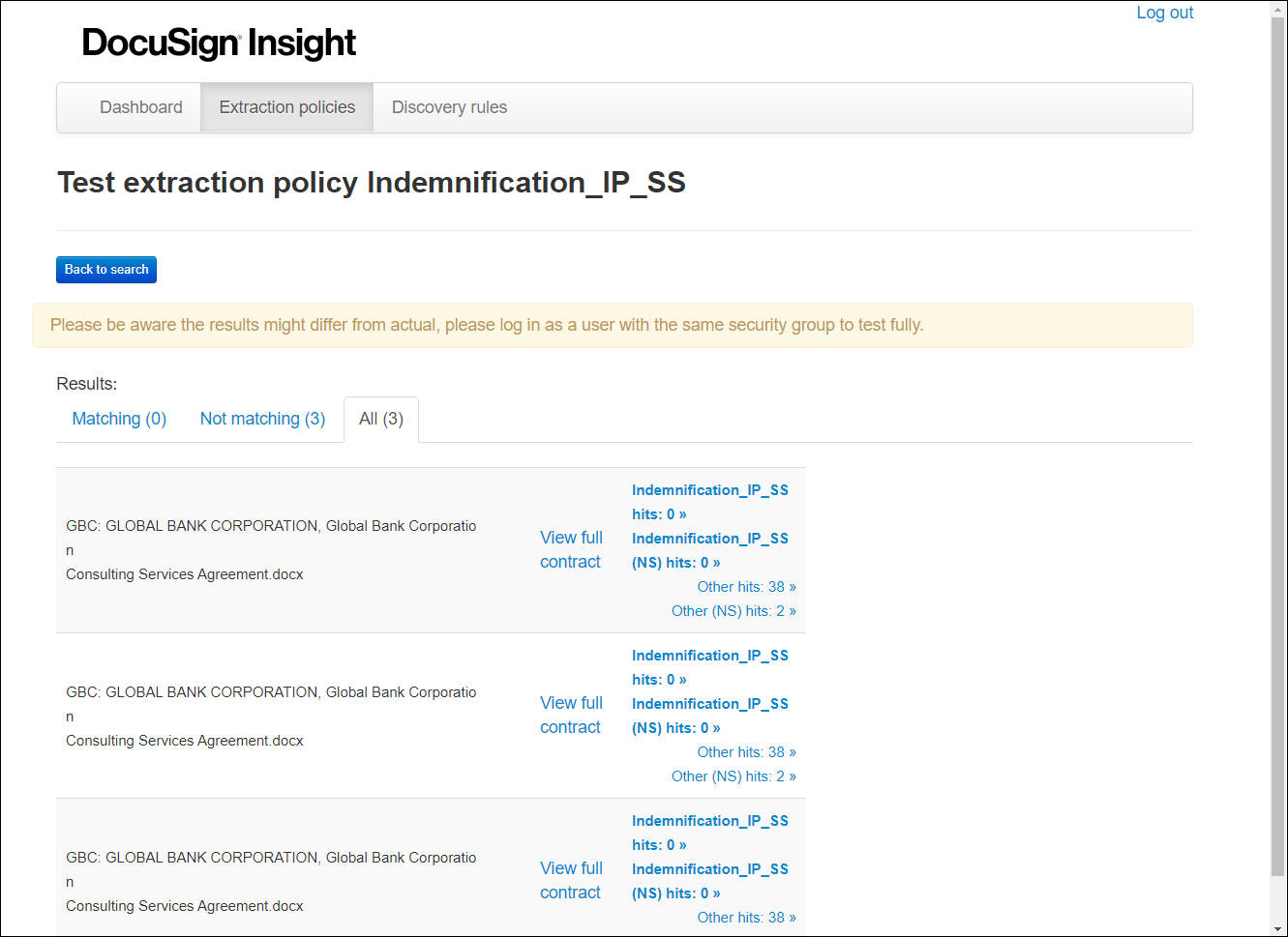 Test Policies Against a Known Set of Contract Documents to Validate ...