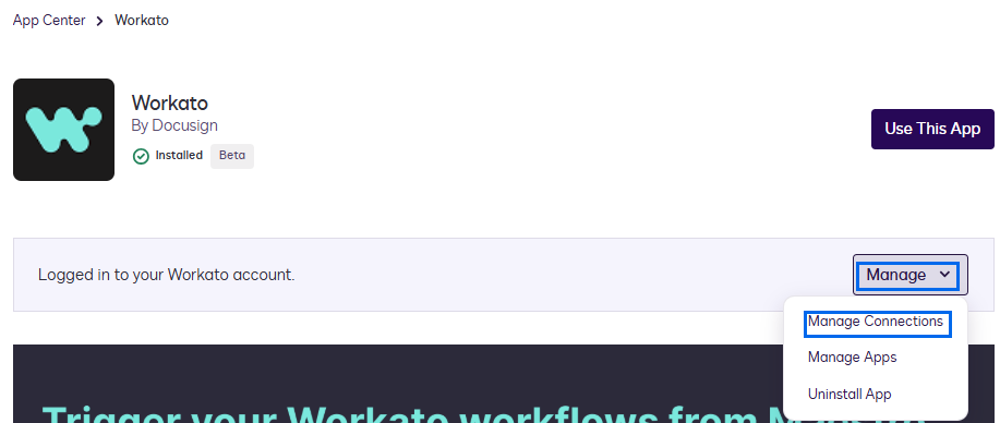 Connect Docusign Maestro with the Workato Account