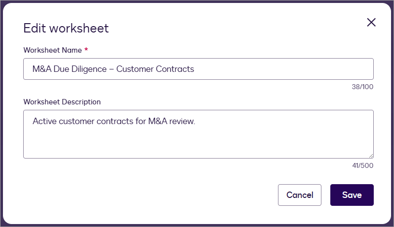 Create Worksheets to Analyze Large Agreement Sets