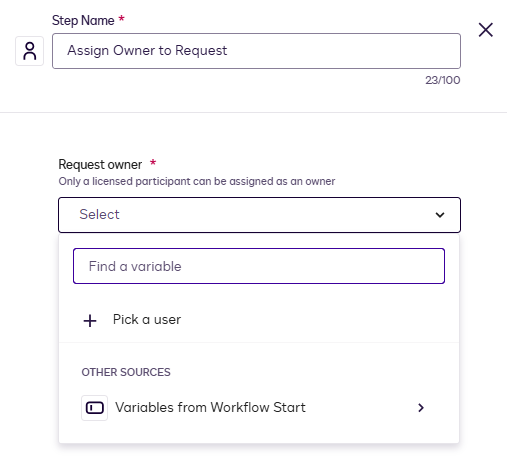 Configure an Assign Owner to Request Step