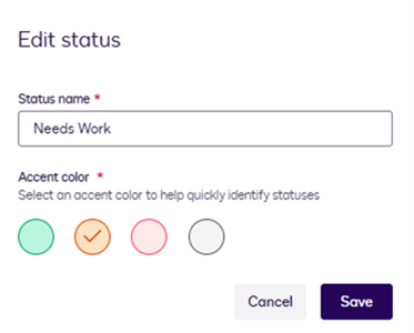 Status Dialog Box Edit a Custom Status