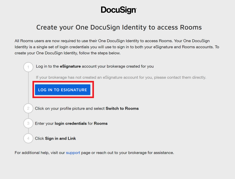 Link Your DocuSign eSignature and Rooms for Real Estate Accounts