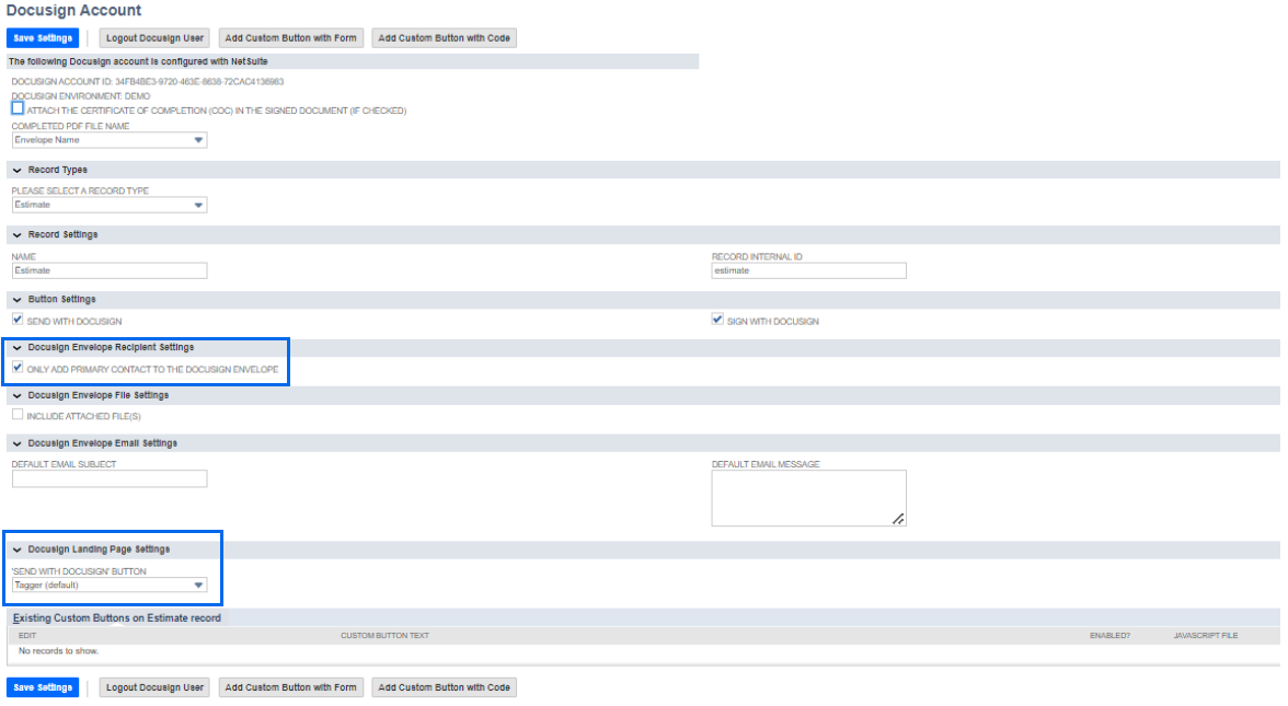 Configure Docusign Capabilities for NetSuite Record Types
