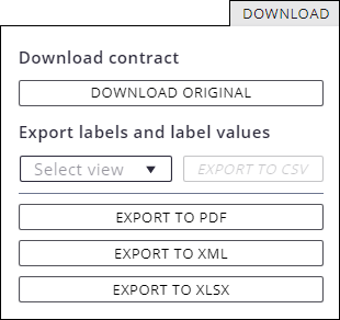 Download Contract and Export Labels and Label Values