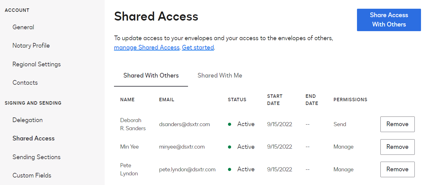 Review Your Shared Access Permissions