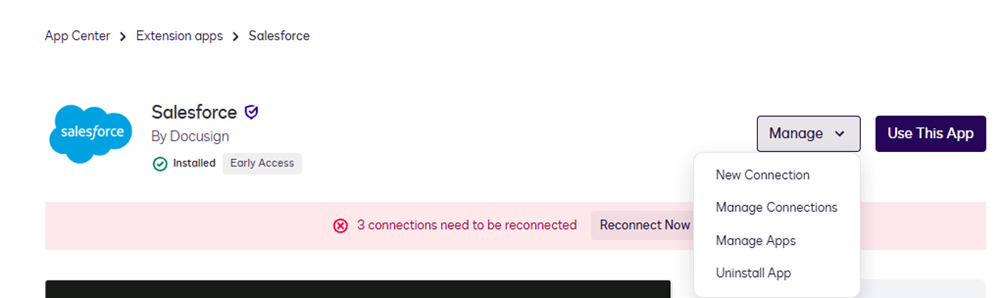 Access Docusign App Center Connections