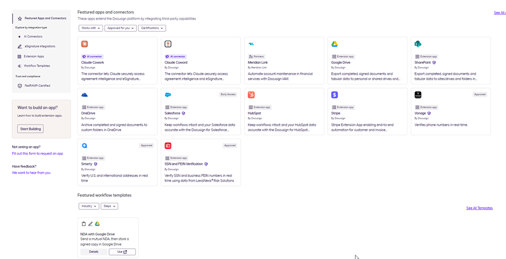 Access Docusign Apps