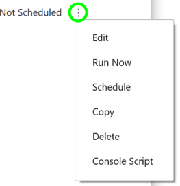 Screenshot showing the menu for saved settings.
