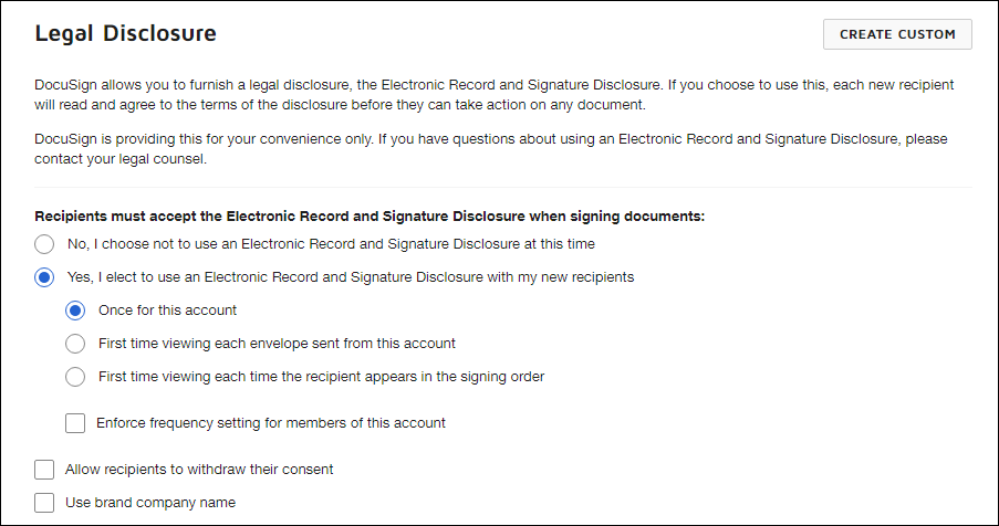 Enable the Electronic Record and Signature Disclosure for Your Account