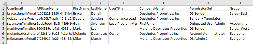 CSV File Format for User Updates