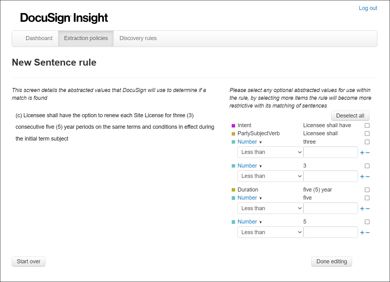 Create Sentence Rules within Custom Extraction Policies to Extract