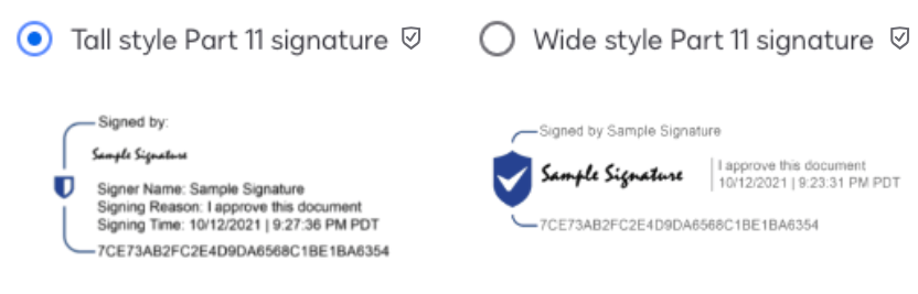 Globalsign Electronic Signatrue Example Configure Tall or Wide Signatures for Part 11 Documents