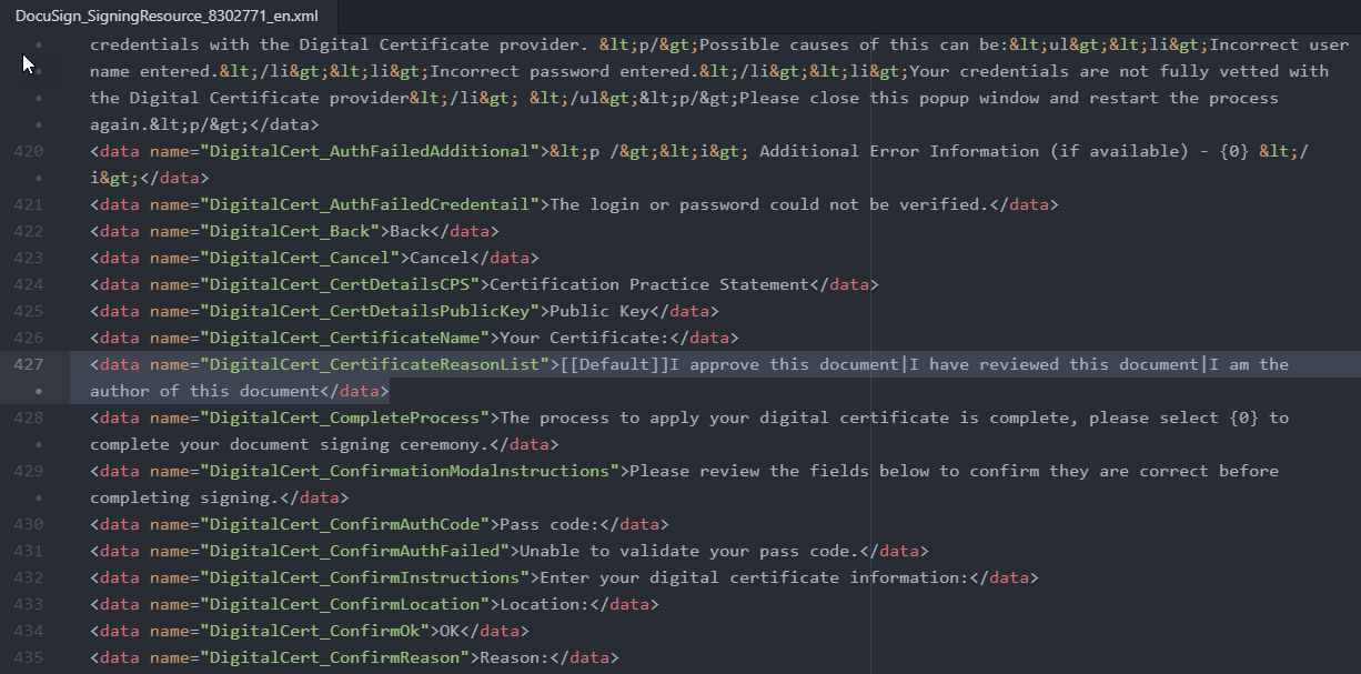 Configure Part 11 Signing Reasons