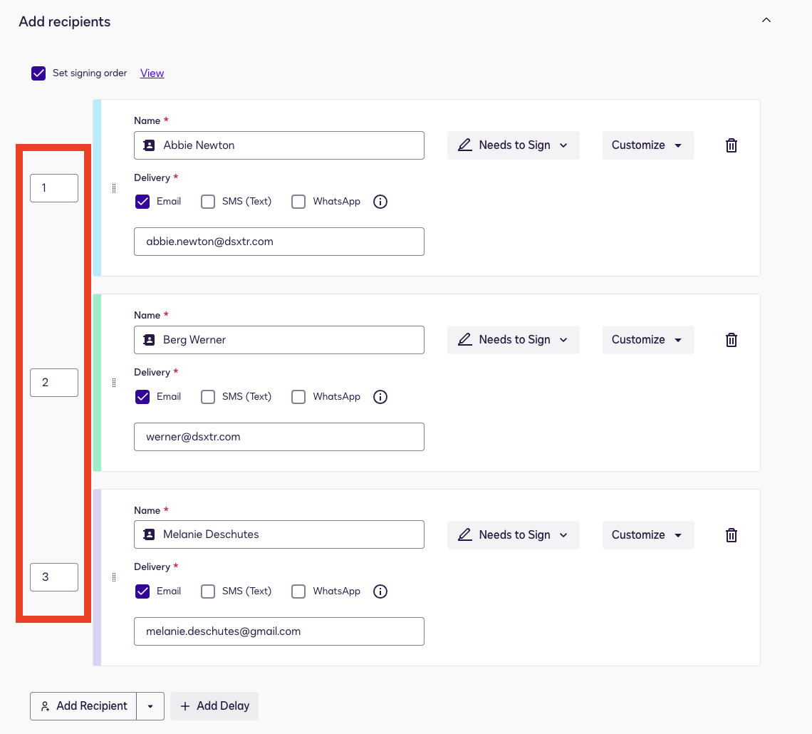 Set Signing Order and View the Order Diagram