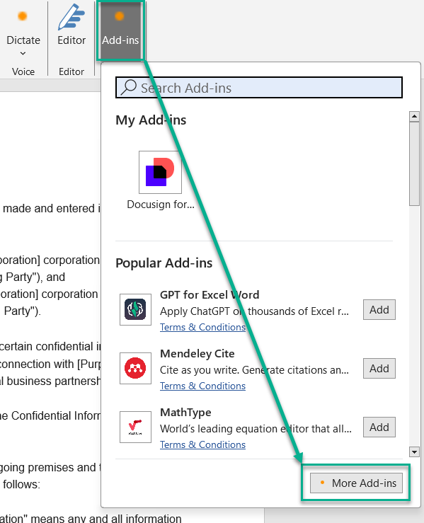 Uninstall Docusign for Word