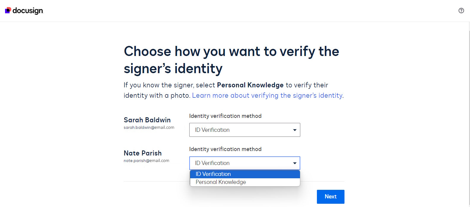 Send Invites for a Notary Session to the Signers