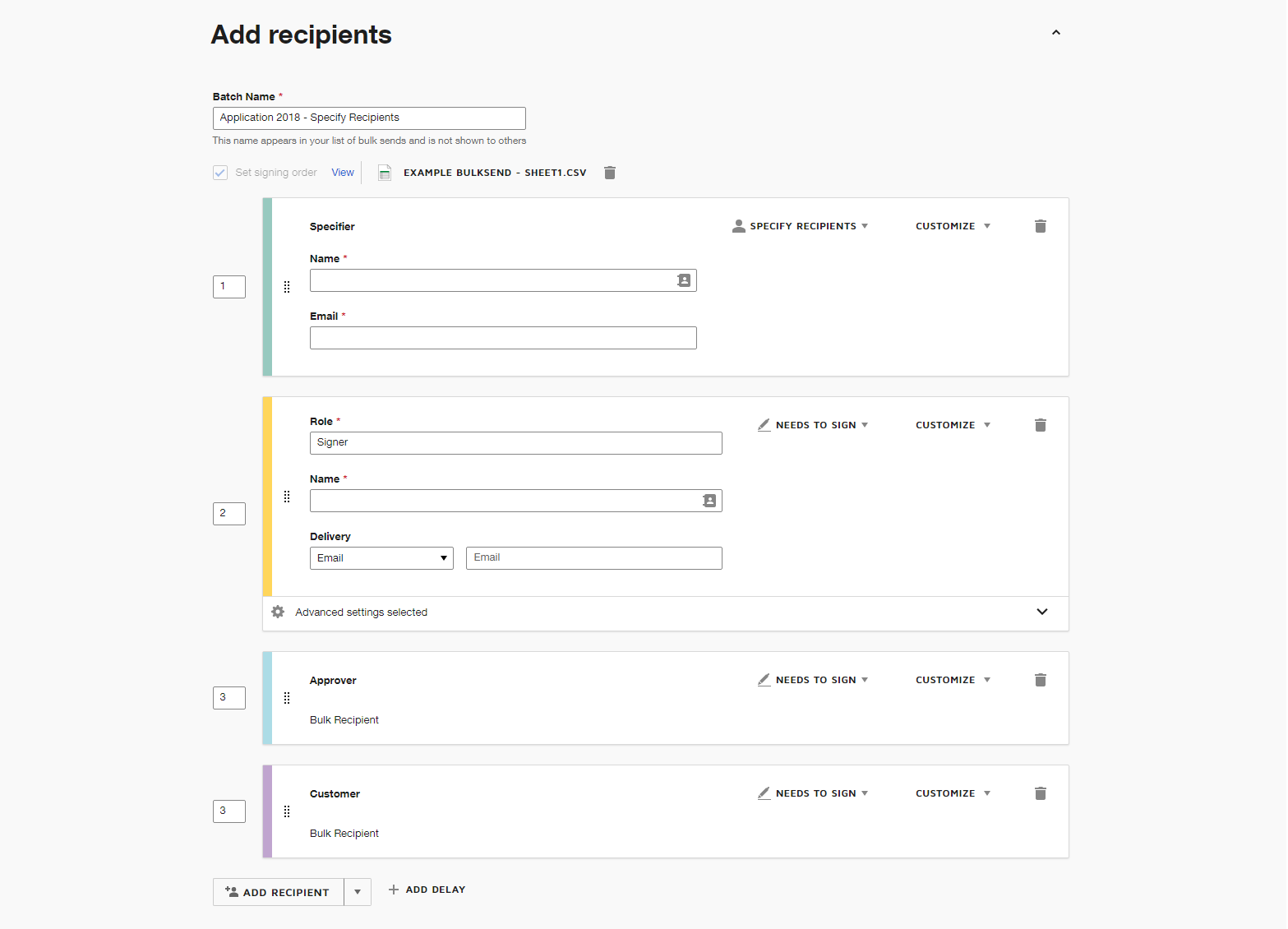 Add Recipients Information