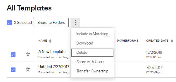 Deleting Templates for Administrators