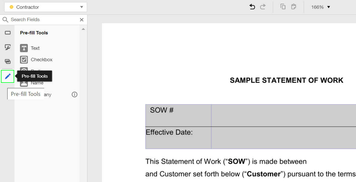 Create a Template and Add Pre-fill Fields