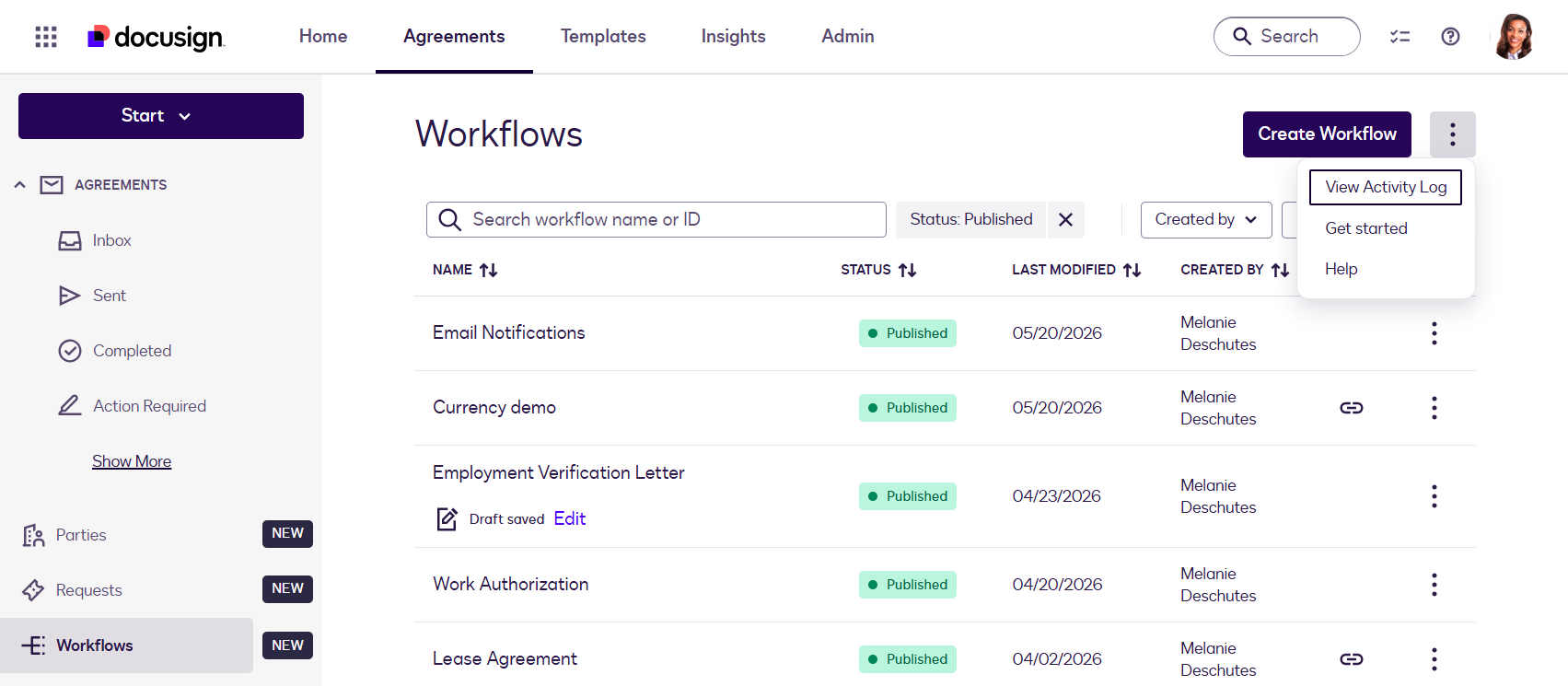 View Account Activity Log